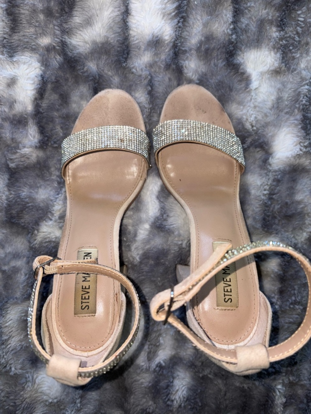 Steve Madden Nude Crystal Strap Heeled Sandals